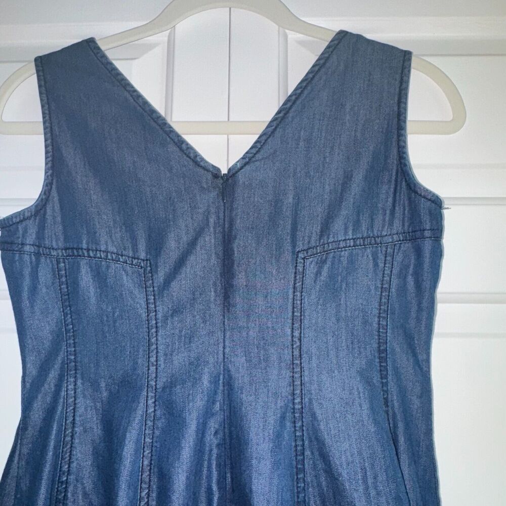 Anthropologie Holding Horses Women Denim Blue Dress Sleeveless Fit/Flair Size 2 - Picture 8 of 12